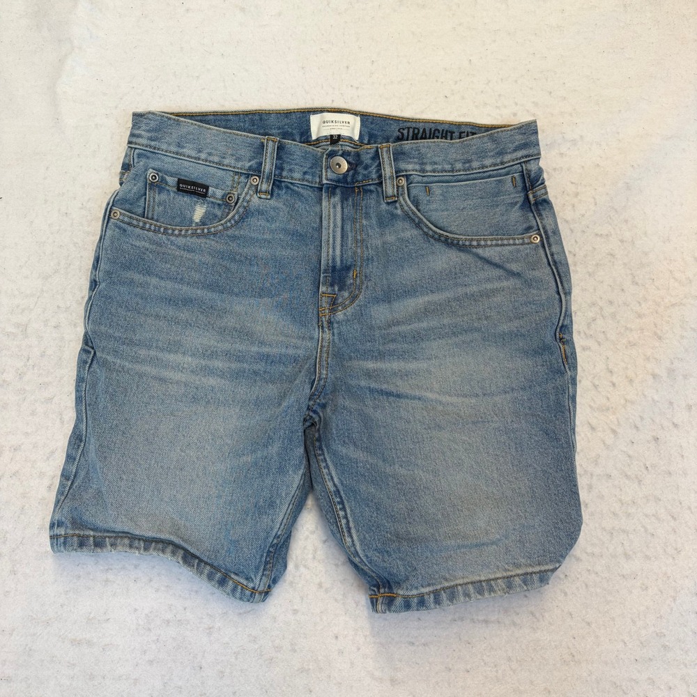 Quiksilver Denim Shorts Mens 32 Blue Straight Fit Stretch Casual Surf